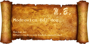 Modrovics Bódog névjegykártya